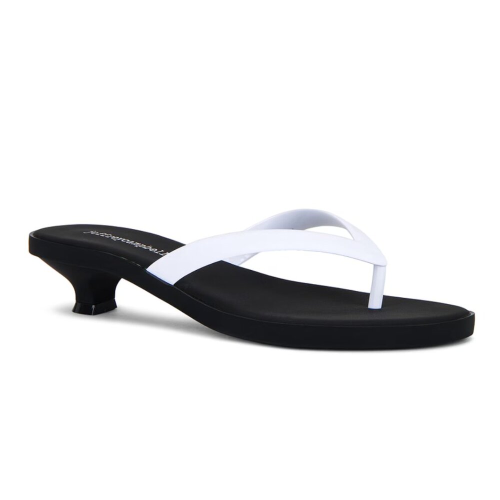 Jeffrey Campbell Lollipop Sandals White Black Heeled Flip Flops Thong Heels 10